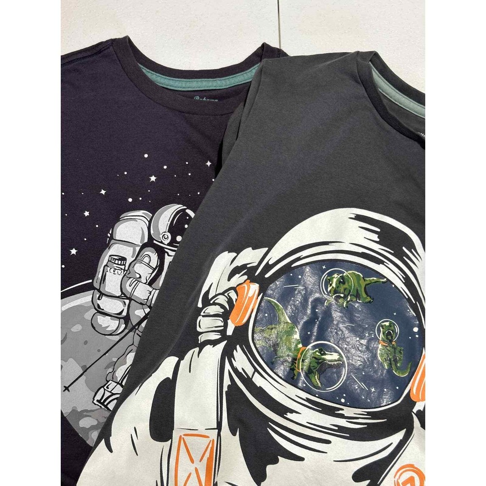 Tommy Bahama‎ Shirt Boys Sz M 7-8 Gray Space Astronauts Short Sleeves Lot of 2